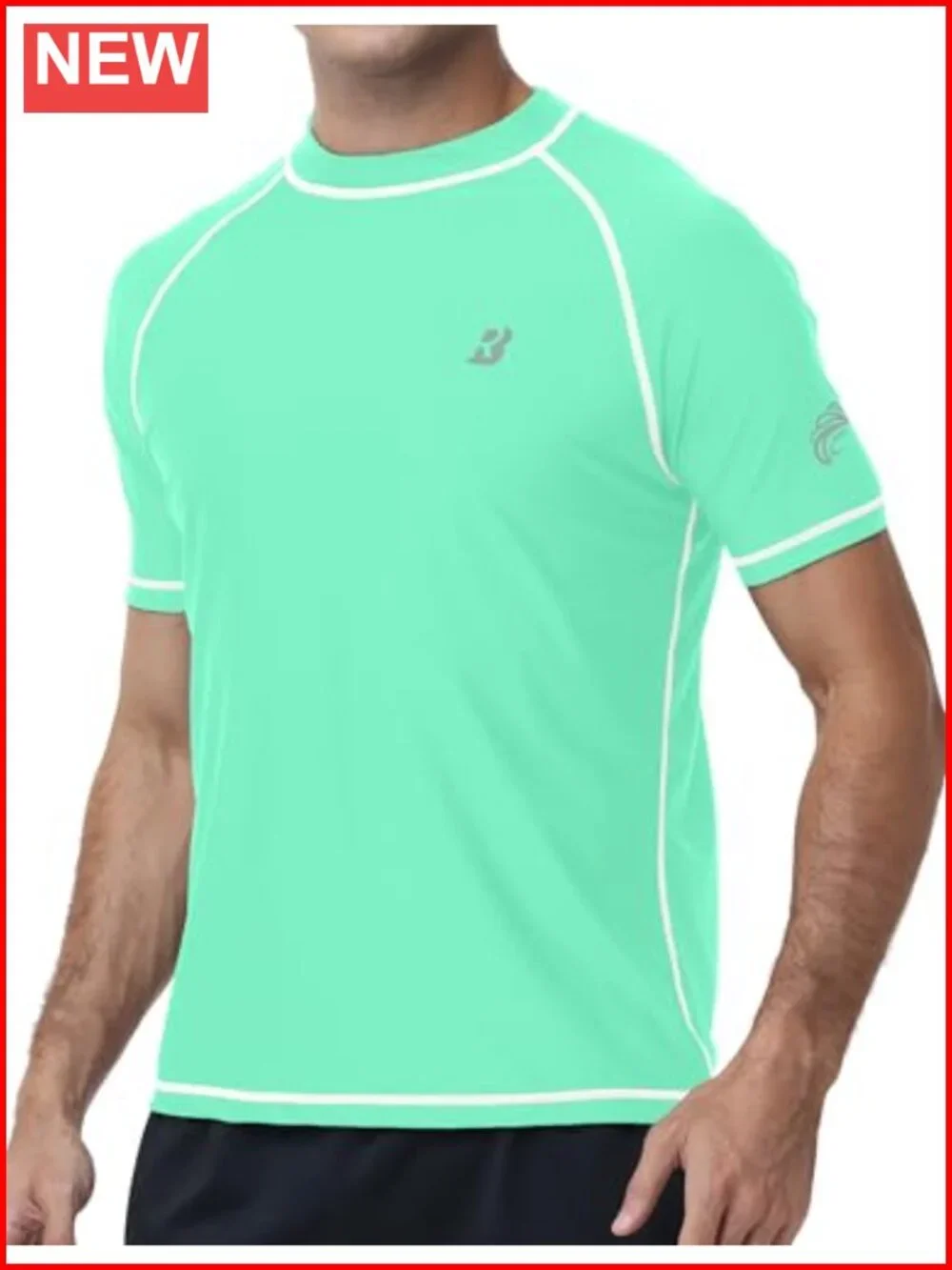 Men's UPF 50+ Short Sleeve Rash Guard Quick Dry Sun Protection Shirt